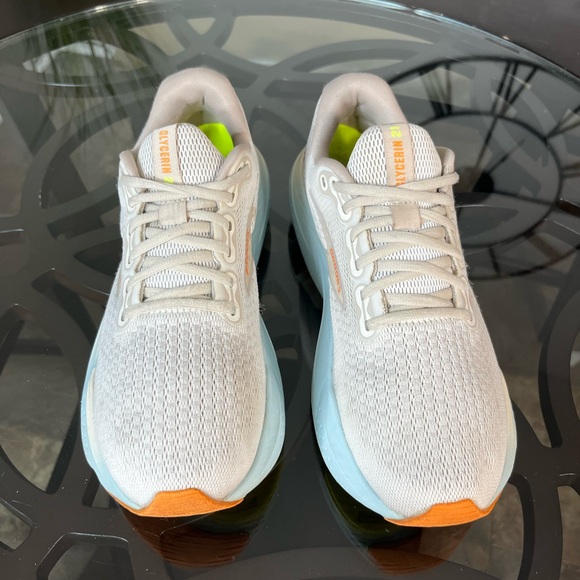 Brooks Glycerin GTS 21 Running Shoes Coconut Beige Blue Women's Sz 11 - Picture 3 of 5